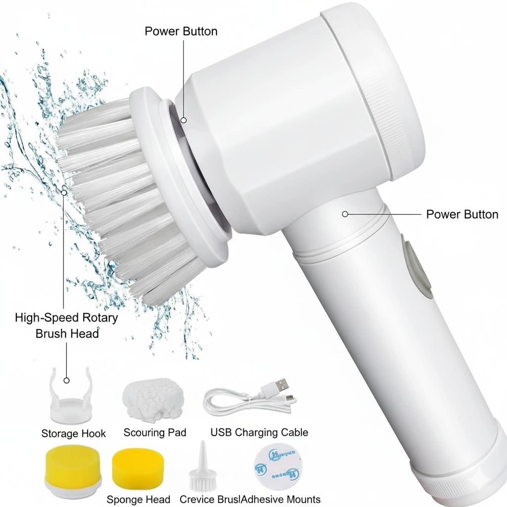 Electric Rotary Cleaning Brush – Multi-Purpose Power Scrubber